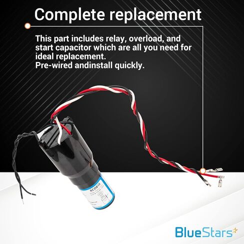 BlueStars RCO810 3-in-1 Hard Start Kit Relay Capacitor - Compatible with Sup.co Refrigerator Freezers 1/12-1/5 HP, 110-125VAC - Replaces TJ90RCO810 AP4503019 ERP810 HS810 in Saudi Arabia