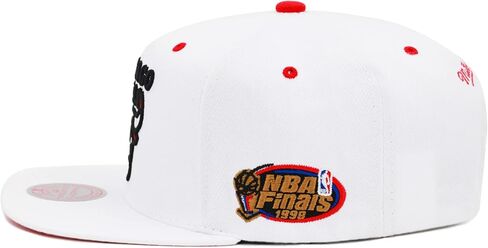 Mitchell & Ness Chicago Bulls NBA The Champs Snapback Hat Cap - White/NBA Finals 1998 Side Patch in Saudi Arabia