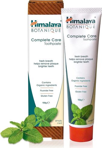 Himalaya Botanique Complete Care Toothpaste, Herbal, Mint Flavor, Fights Plaque, Freshens Breath, Fluoride Free, No Artificial Flavors, SLS Free, Cruelty Free, Foaming, 5.29 Oz, 1 Pack in Saudi Arabia