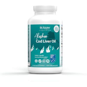 Jigsaw Health Alaskan Cod Liver Oil | 900 mg Omega-3s with EPA & DHA | 180 Softgels | 60 Servings