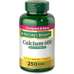 Nature's Bounty Calcium Carbonate & Vitamin D, Supports Immune Health & Bone Health, 600mg Calcium & 800IU Vitamin D3, 250 Tablets