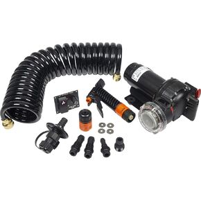 Seachoice Wash Down System Pump Kit, w/ Hose, Bulk Head Fitting, Inlet Strainer, Spray Nozzle, 2-Way Panel Switches