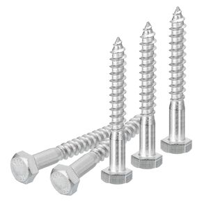 M6x60mm Hex Lag Bolts -15 Pack - for Woodworking, Furniture - 304 Stainless Steel Partial Thread Hexagon Head Lag Screws for Wood - Silver