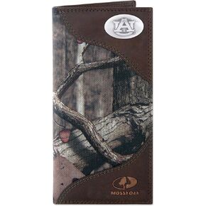 NCAA Auburn Tigers Zep-Pro Mossy Oak Nylon and Leather Secretary-style Roper Concho Wallet, Camouflage, One Size