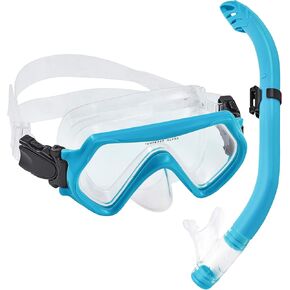 Seals Dry Snorkel Set for Kids Youth Junior, Anti-Fog Tempered Glass Snorkeling Mask, Anti Leak Snorkel Gear with Silicon Mouth Piece, Purge Valve for Snorkeling, Swimming, Diving