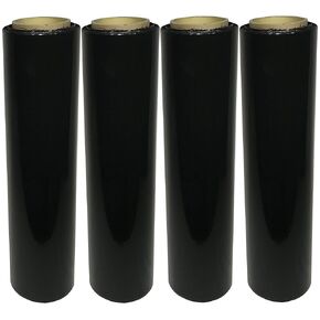 Universal 4 pack Black 18 Inches X 1000 Tough Pallet Shrink Wrap, 80 Gauge Industrial Strength Plastic Film, Commercial Grade Strength Film, Moving & Stretch Packing Wrap, For Furniture, Boxes, Pallet