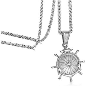 murtoo Compass Necklace for Men and Women, Gold Silver Vintage Stainless Steel Chains Necklace with Compass Pendant Unique Gifts for Men in Kuwait