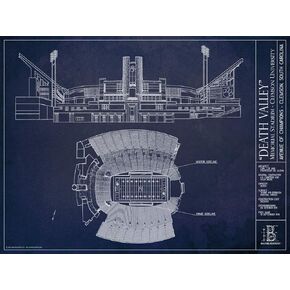 Death Valley - Clemson - Blueprint Style Print