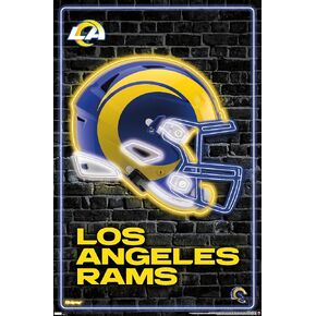 Trends International NFL Los Angeles Rams - Neon Helmet 23 Wall Poster, 14.725" x 22.375", Barnwood Framed Version