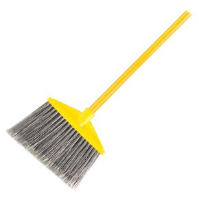 Rubbermaid Commercial Products Angled Large Broom with Polyethylene Bristles, Yellow/Gray, Indoor/Outdoor use Restaurant/Lobby/Office/Mall, 10.5", (Pack of 6)