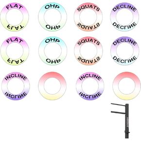 Power Squat Rack Barbell Magnetic 1.5 Inch Position Markers Reminders Labels for Home Gym & Garage Gyms-12 Pcs Squat Rack Barbell Magnets Identifier Rings for Bench Press, Squat, Overhead Press