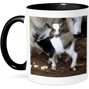 3dRose 3dRose Pygmy goat family - Two Tone Black Mug, 11oz , , Black/White