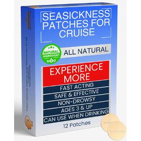 Sea Sickness Patches for Cruise - All Natural Motion Sickness Patches for Cruise - Non Drowsy Cruise Patches for Sea Sickness