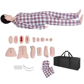 Patient Care Nursing Manikin, Trauma Manikin Training PVC Whole Body Care Manikins Male and Female Training Wound Mannequin Model for Nursing Medical Teaching Supplies 66’’Life-Size