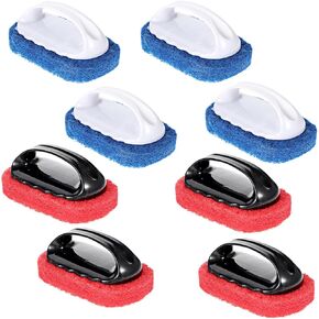 8 Pack Teak Brush Cleaner with Handle Teak Cleaning Brush Cleaning Scrub Scouring Pads Scrubbers for Simple Easy Polishing Refinishing Clean up Boat Accessories