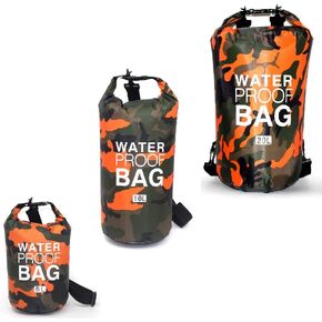 hycoprot حقيبة جافة مقاومة للماء 5l/10l/15l، حقيبة ظهر عائمة مقاومة للماء مع حزام كتف مزدوج واحد حقيبة ظهر مموهة للتجديف والسباحة والقوارب وصيد الأسماك والسفر والتخييم في الهواء الطلق (20 لتر، برتقالي) in Kuwait