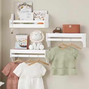 UTEX Floating Nursery Book Shelves Set of 3, Baby Hanging Bookshelves for Wall Decor and Storage, Wall Mounted Book Shelf for Kids Room, Nursery, Playroom, Bedroom, 16.3 Inch