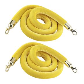 NovelBee 2 Pack of 5 Feet Velvet Rope with Gold Plated Hooks,Crowd Control Stanchion Post Queue Line Barrier (Black)