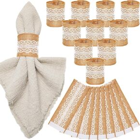 150 حلقات منديل الخيش الريفي، حلقات منديل المزرعة السائبة، حلقات منديل بوهو، حاملات مناديل العطلات، ديكورات الزفاف الريفية، ديكورات طاولة العشاء in Kuwait