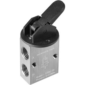 uxcell 2 Position 3 Way 1/4" PT Manual Hand Pull Pneumatic Solenoid Mechanical Valve,S3HL-08