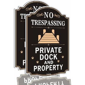 2 Pack No Trespassing Private Dock Property Signs 12 x 8 Inches Private Property Sign No Trespassing Sign Metal Sturdy Rust Aluminum aterproof Easy to Install