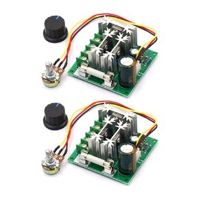 2Pack Upgraded 6V-90V 15A DC Motor Pump Speed Controller，16KHZ PWM Speed Controller Regulator Module Board with Speed Control Knob (6V-90V 15A DC Motor)
