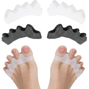 Toe Separators for Women/Men (4 PCS), Soft Toe Spacers Bunion Corrector for Women/Men, Gel Toe Spacers for Foot Pain Relief (Black/White), Universal Size in Kuwait
