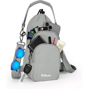 Water Bottle Holder with Strap, 4 Big Pockets with Compartment, 24oz/32oz/40oz Crossbody Water Bottle Carrier Bag with Adjustable Shoulder