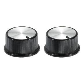 MECCANIXITY Potentiometer Control Knob ABS Guitar Knob for 6mm D Type Shaft Electric Guitar Power Amplifiers Stereos,Volume Tone 180 Degrees Rotary Knob Black Silver 2PCS