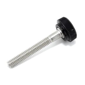 #8-32 x 1-1/4" Thumb Screw Stainless Steel - Black Knurled Round Plastic Knob - Standard/Coarse Thread ThumbScrew - Length: 1.250" - Proudly Built in USA - Package of (4)