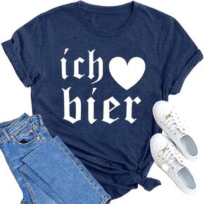 MAIHUN German Oktoberfest Shirt for Women Vintage Ich Heart Bier Tshirt Oktoberfest Short Sleeve in Kuwait