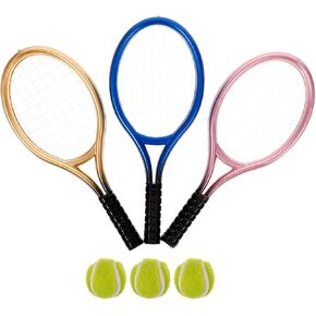 3 Sets Simulated Tennis Dollhouse Tennis Racket Mini Tennis Racket Prop Miniature Tennis Outdoor Tennis Trainer Christmas Decor Decorative Tennis Racket Decor Plastic Sports Charm