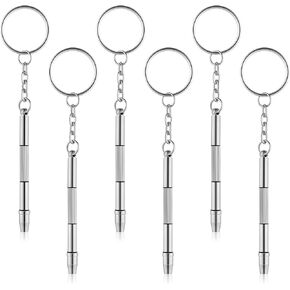 6 Pcs Mini 4 In 1 Repair Eye Glasses Screwdriver Kits, Portable Sunglasses Tightening Screwdriver Keychain, Precision Tiny Screwdriver for Eyeglasses, Computer and Watch Repair
