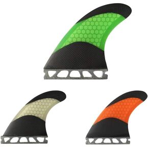 UPSURF Tri Single Tab Fins L Size G7 Surfboard 3 fins Carbon+Fiberglass+Honeycomb Surfboard fin(Orange/Green/White)