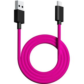 PWNAGE Ultra Custom Paracord Ultra Flexible USB C Cable for Gaming Keyboard, Mouse, Charging, Double-Sleeved Mechanical Keyboard Cable, 1.8M USB-A to USB-C, Neon Pink Color