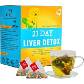 21 Day Milk Thistle Liver Detox Tea, for Liver Cleanse and Support Care, Milk Thistle Tea with High Content Milk Thistle Liver Detox of Milk Thistle Seed and Licorice Root