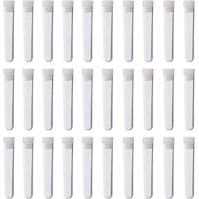 30Pcs 7x100mm Test Tubes with White Caps Clear Plastic Test Tubes Set for Halloween, Christamas, Scientific Themed Kids Birthday Party Supplies, Daily Storage Home Storage Box Sealed Bottle in Saudi Arabia