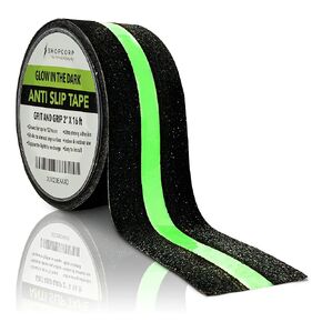 Anti Slip Glow in The Dark Traction Tape 2Inch x 16ft – Heavy Duty Adhesive Grip Non Skid Tape for Stairs Waterproof Safety - Outdoor/Indoor - Neon Strips Walk Black - 1 Pack