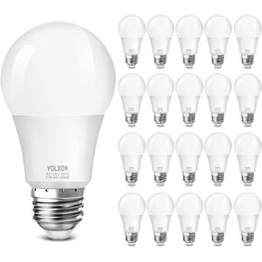 لمبة إضاءة LED A19، لمبة إضاءة LED مكافئة 9 وات 60 وات، لمبة إضاءة ساطعة 850LM، غير قابلة للتعتيم، ضوء نهاري أبيض 5000K، قاعدة E26 قياسية، CRI 85+، بدون وميض، مدرج في قائمة ETL، 4 عبوات