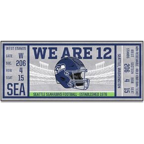 FANMATS 23137 NFL -Seattle Seahawks Ticket Design Runner Rug - 30in. x 72in. | Sports Fan Area Rug, Home Decor Rug and Tailgating Mat