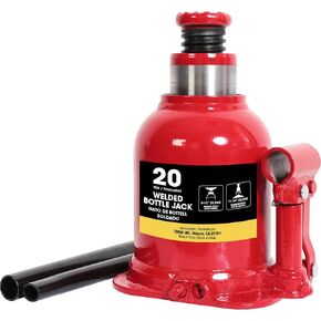 BIG RED T90203B-1 Torin Hydraulic Welded Bottle Jack, 2 Ton (4,000 lb.) Capacity, Red
