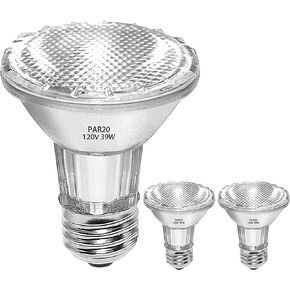 PAR20 Flood 39W 120V Halogen Light Bulbs 6 Pcs, PAR20 39W ECO Halogen Bulb Warm White 2700K, Dmimable PAR20 E26 Halogen Bulb 546 Lumens Reflector for Track Lighting & Hood Range Light Bulbs
