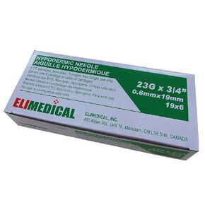 Veterinary Hypodermic Needle, Poly Hub 23G x 3/4 inch, 100 per Box, Individually Packed, NDL2319