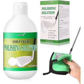 Golf Club Polish 10.6 oz, Iron Polishing Solution for Golf Club Cleane Buff, Shine Up, Restore, Fast Remove Scratches, Scuffs and Rust, Bring Your Golf Clubs Putters Back to Life with Towel