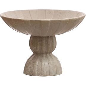 Bloomingville 10.25 Inches Round Debossed Stoneware Footed Reactive Glaze, Tan Bowl, Beige