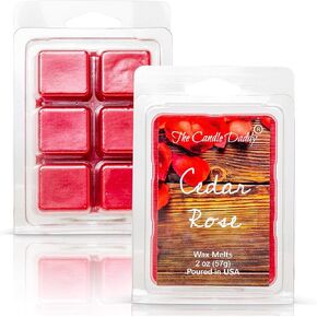 The Candle Daddy - Cedar Rose - Floral Cedar Rose Scented Melt- Maximum Scent Wax Cubes/Melts- 1 Pack -2 Ounces- 6 Cubes