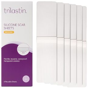 TriLASTIN Silicone Scar Sheets (6 count), Silicone Scar Tape, Medical Grade Surgical Tape, Keloid Bump Removal