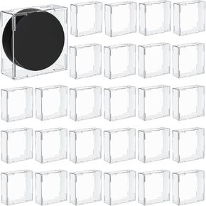 Marsui 30 Pieces Hockey Puck Display Case Cube Acrylic Square Hockey Puck Holder Snap Design Plastic Puck Holder Display for Displaying Hockey Puck, Clear, 3.13 x 3.13 x 1.3 Inches