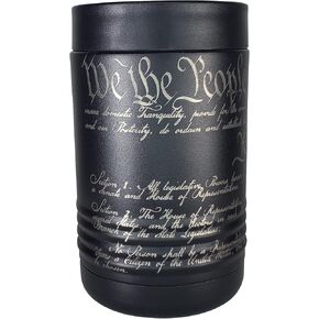 Skull Flag American FlagDouble Walled Stainless Steel Insulated Can Cooler – Holds 12 or 16 oz Cans or 12 oz Bottles - Two-Sided Engraving - Includes USA Flag Sticker (Skull Flag)