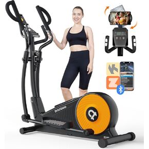 pooboo Elliptical Machine, Elliptical Machines for Home Use with Hyper-Quiet Magnetic Driving System, 16-Level Adjustable Resistance, with LCD Monitor & Rotatable Tablet Stand, 400LBS Weight Capacity